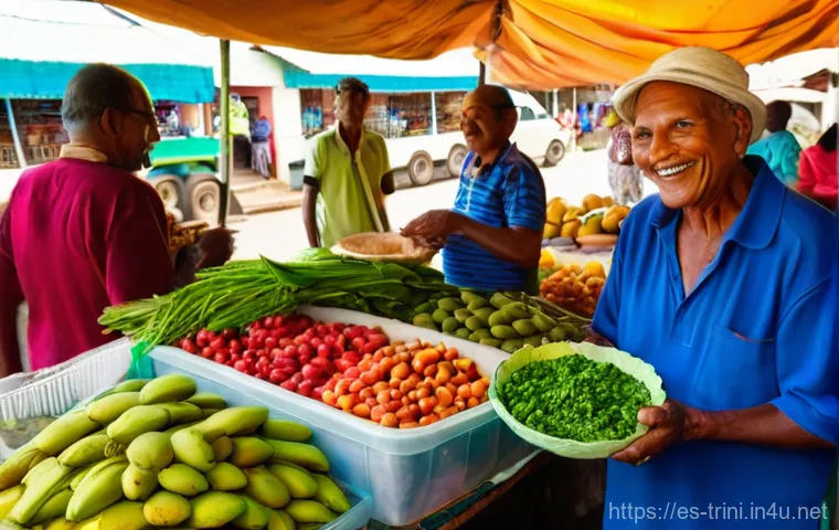 트리니다드 토바고에서 은퇴 후 생활 - **Prompt 1: Vibrant Local Market Experience**
A lively and colorful image depicting a diverse gr...
