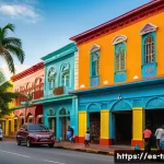 Home 18 트리니다드 토바고 자유여행 코스 - A vibrant street scene in Port of Spain’s Ariapita Avenue during the early evening, showcasing color...