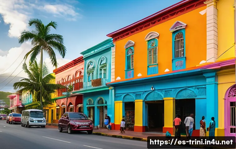 트리니다드 토바고 자유여행 코스 - A vibrant street scene in Port of Spain&rsquo;s Ariapita Avenue during the early evening, showcasing color...