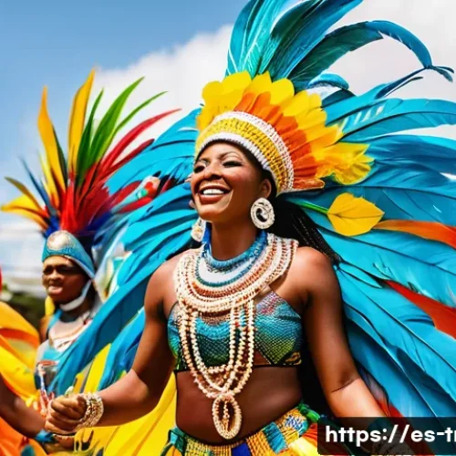 Home 27 트리니다드 토바고 아프리카계와 인도계 문화 차이 - A vibrant Carnival scene in Trinidad and Tobago showcasing Afrotrinitense culture: colorful costumes...